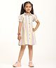 Zion Cotton Woven Half Puffed Sleeves Stripes Shirt Style Dress - Grey