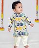 MASHUP Cotton Woven Full Sleeves Floral Printed Kurta With Pajama Set - Navy Blue