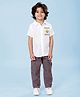 Kiddopanti Cotton Woven Half Sleeves Little Star Big Dreams Text Printed Shirt & Cargo Pants Set - White & Grey