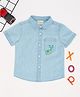 Pantaloons Baby Knit Half Sleeves Elephant Patch Detailed Shirt - Light Blue
