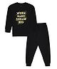 Young Birds Cotton Knit Full Sleeves Work Hard Dream Big Text Printed Tee & Joggers Set - Black