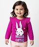 Doodle Poodle Single Jersey Knit Full Sleeves Top With Bunny Print & Frill Detailing - Dark Pink