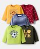 Doodle Poodle 100% Cotton Knit Full Sleeves Stripes T-Shirts with Sport Theme Print Pack of 5 - Multicolor