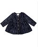 Vastrarth Pure Cotton Woven Full Sleeves Striped Dress - Black