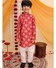 Vastrarth Pure Cotton Woven Full Sleeves Floral Printed Kurta Pyjama Set - Red