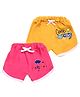 Superminis Cotton Blend Knit Pack Of 2 Good Vibes Only & Smile Text Printed Shorts - Yellow & Pink