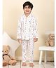 Superminis Cotton Blend Woven Full Sleeves Lion King Text Printed Coordinating Night Suit Set - White