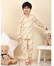 Superminis Cotton Blend Woven Full Sleeves Dots & Bear Printed Coordinating Night Suit Set - Lemon Yellow