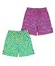 Superminis Rayon Woven Pack Of 2 Abstract Printed Shorts - Green & Purple
