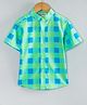 Hugsntugs Cotton Woven Half Sleeves Checked Shirt - Blue & Green