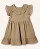 The Boo Boo Club 100% Cotton Muslin Woven Cap Sleeves Solid Drop Waist Dress - Brown