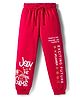 Pine Kids Cotton Knit Full Length Lounge Pant With Text Print - Red
