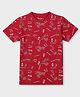 Pepe Jeans 100% Cotton Knit Half Sleeves T-Shirt with Skateboard Print - Royal Red