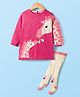 ToffyHouse Knitted Full Sleeves Frock with Footed Leggings & Horse Design - Pink