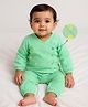Somersault Jacquard Woven Full Sleeves Sun Embroidered Top & Pant Set - Green
