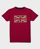 Pepe Jeans 100% Cotton Knit Half Sleeves T-Shirt with UK Flag Print - Royal Red