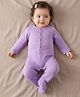 Kookie Kids Interlock Knit Full Sleeves Footed Sleepsuit With Polka Dot Print - Lilac