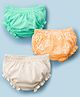 Kookie Kids Interlock Knit Bloomers With Floral Print Pack of 3 - Orange Cream & Green
