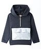 Rikidoos Full Sleeves Colour Blocked Hooded Sweatshirt - Dark Grey