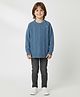 Kanvin Cotton Knit Full Raglan Sleeves Pullover Sweater with Cable Knit Design - Blue