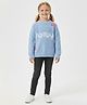 Kanvin Cotton Knit Full Sleeves Pullover Sweater with Floral Embroidery - Light Blue