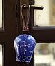 DULI Metal Wall Hanging Blue Floral Design Swiss CowBell 12x6 Inch | Main Door Hanging Wall Décor | Painted Blue Bell