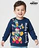 Babyhug Disney Terry Knit Full Sleeves Sweatshirt With Mickey & Friends Graphics - Navy Blue
