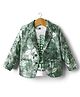 Radutu Full Sleeves Leaves Printed & Tie Dye Blazer With Tee Set - Green & White
