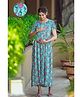 SWEETMOON Rayon Woven Half Sleeves Floral Printed Maternity Dress With Side Zipper Nursing Access - Sky Blue