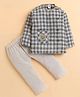 Polka Tots Cotton Woven Full Sleeves Checked Jhabla & Pant Set - Grey