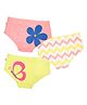 Plan B Cotton Knit Pack Of 3 Floral & Chevron Printed Panties - White Lemon & Peach