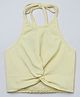 Taffykids Cotton Linen Woven Sleeveless Smock Detailed Halter Neck Crop Top - Butter Yellow