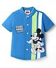 Babyhug Disney Single Jersey Woven Half Sleeves Shirt with Mickey Mouse Graphic - Blue