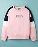 UCB 100% Cotton Fleece Knit Color Block Cropped Solid Color Pullover Sweatshirt - Light Pink