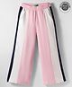 UCB Cotton Knit Full Length Wide Leg Track Pant With Colour Block - Light Pink