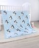 Babyhug Premium Reversible Plush Soft & Warm Double Layer Blanket Snow Penguin Print - Blue| New Born & Toddler Gifting| Machine Washable| Baby Safe| Travel Friendly