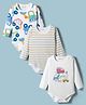 Kookie Kids India Full Sleeves Onesies With Vehicle Print Pack Of 3 - White