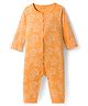 Kookie Kids Interlock Knit Full Sleeves Romper with Floral Print - Orange