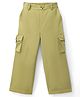 Kookie Kids Cotton Woven Full Length Safari Pant With Pockets & Buckles - Olive Green