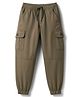 Olio Kids Cotton Woven Full Length Solid Colour Joggers - Olive Green
