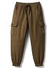 Olio Kids Cotton Woven Full Length Solid Colour Joggers - Olive Green