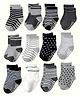 SYGA Pack of 12 Cotton Star & Striped Printed Socks - Multi Colour