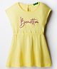 UCB Cotton Knit Half Sleeves Dress with Brand Text Print - Yellow