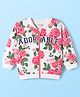 Babyhug Fleece Knit Full Sleeves Premium Heavy Gauge Warm Fleece Fabric Sweatjacket With Floral Print & Text Embroidery - White
