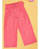 Pantaloons Junior Cotton Woven Solid Korean Trouser With Belt - Pink