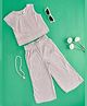Pantaloons Junior 100% Cotton Knit Sleeveless Ribbed Top & Pant Set - Rose Gold
