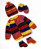 The Original Knit Knit Full Sleeves Rugby Striped Sweater With Coordinating Cap Mittens & Socks Set - Multi Colour