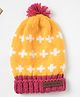 The Original Knit Plus Symbol Designed Pom Pom Detailed Handmade Cap - Diameter - 30 Cms - Yellow & Pink