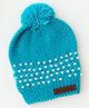 The Original Knit Knit Beads Embellished With Pom Pom Handmade Cap -  Light  Blue - Diameter 34.5 cm