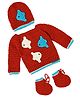 The Original Knit Full Sleeves Fishes Embroidered Sweater With Cap & Socks Set - Rust Orange